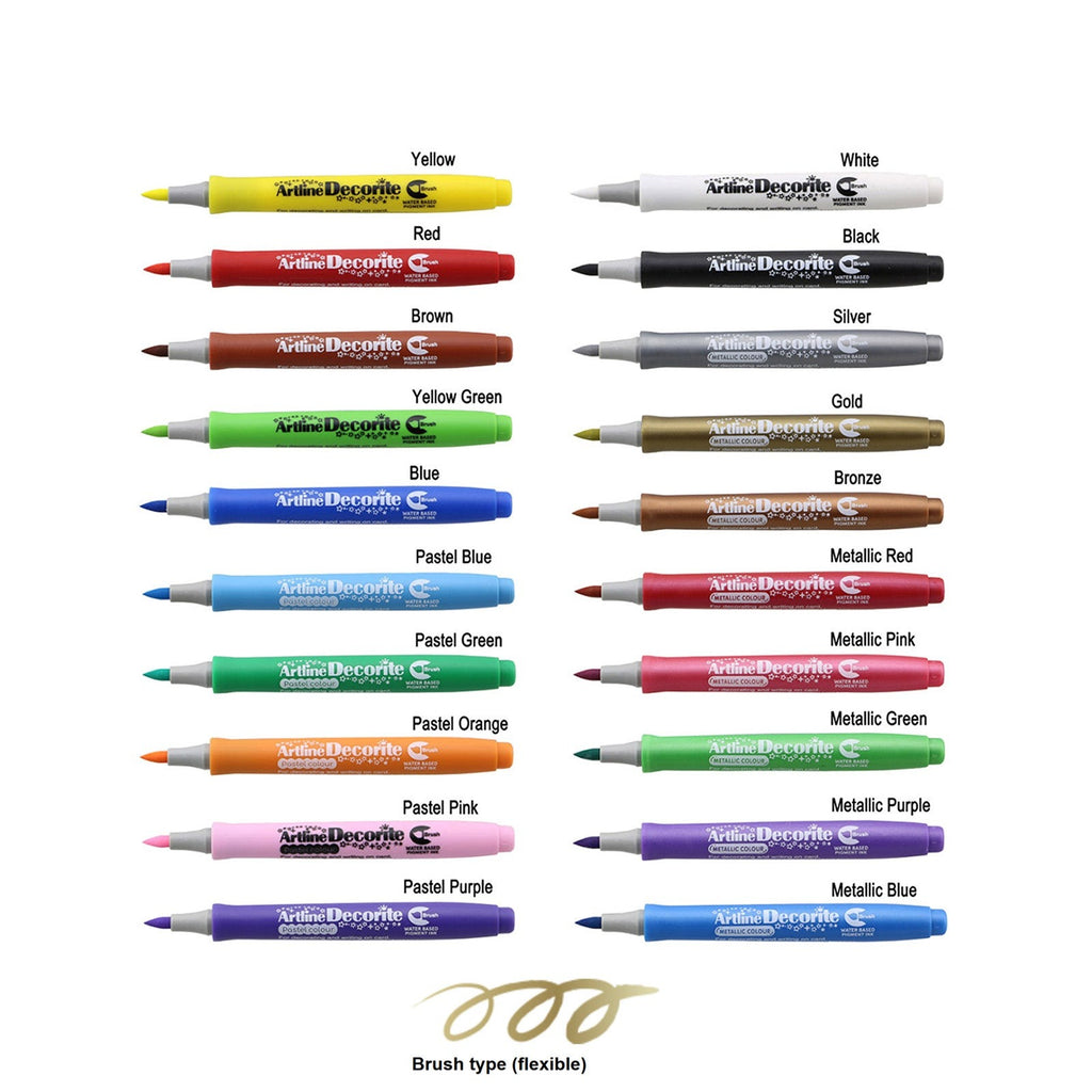 Artline Decorite Marker | Brush Style - Pack of 20 Pens