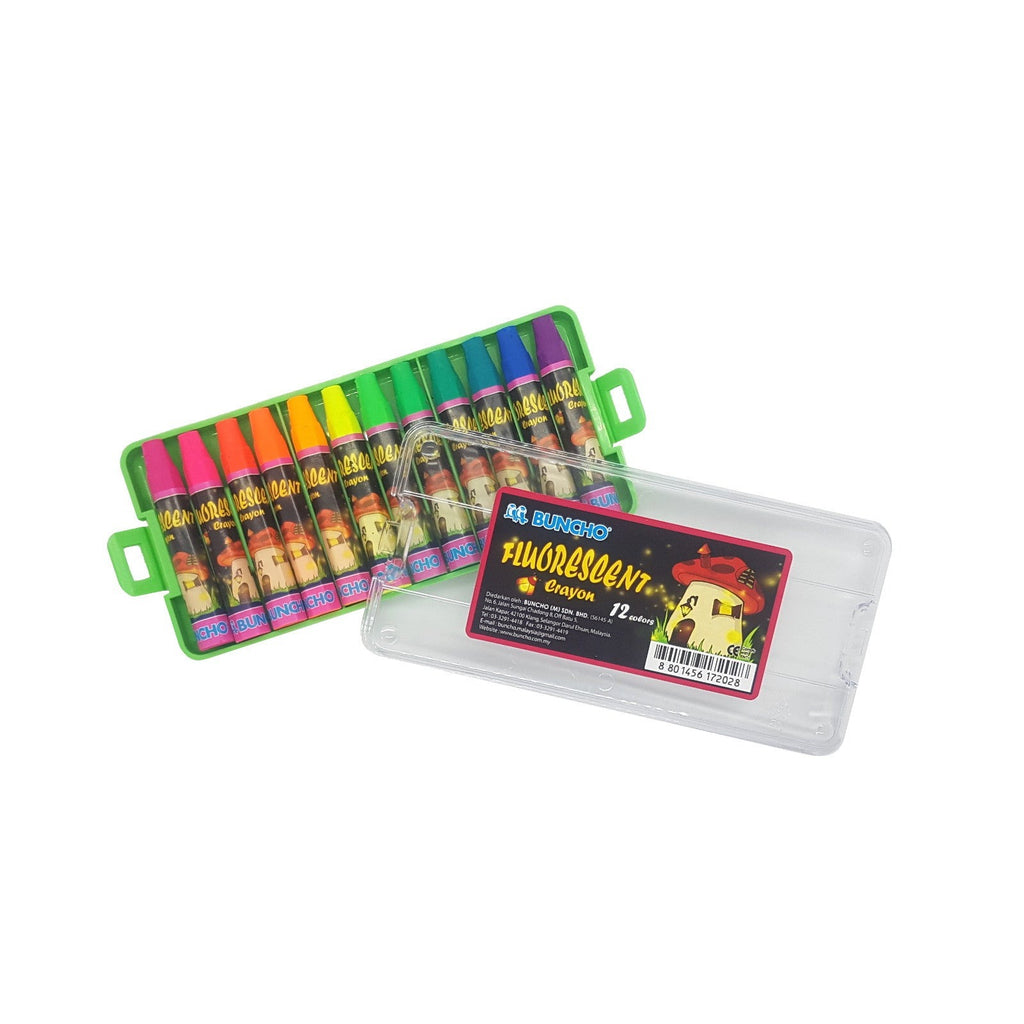 Buncho Fluorescent Color Crayon | 12 Assorted Colours