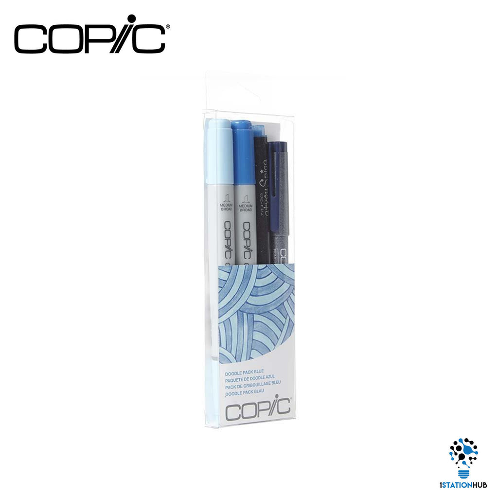 Copic 4pc Doodle Pack | Ciao Markers, Glitter Pen & Multiliner | Blue