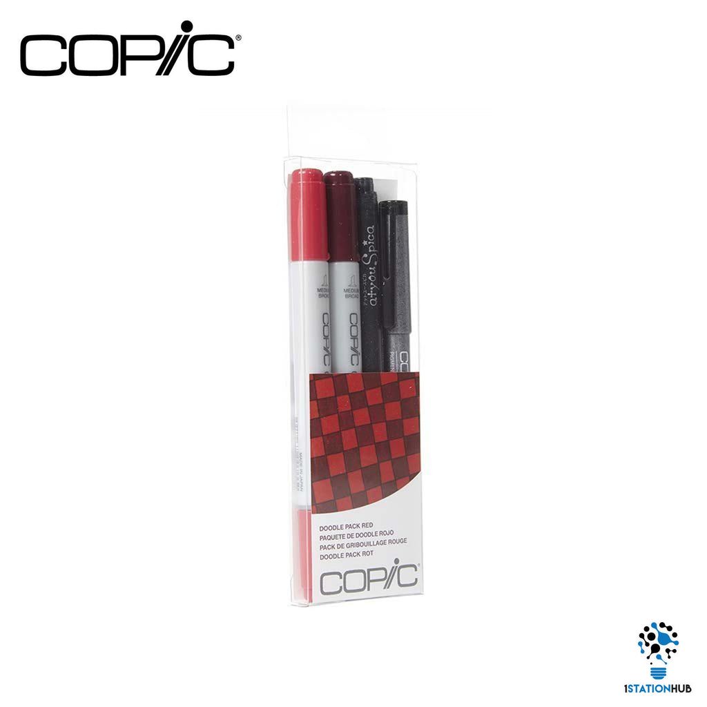 Copic 4pc Doodle Pack | Ciao Markers, Glitter Pen & Multiliner | Red