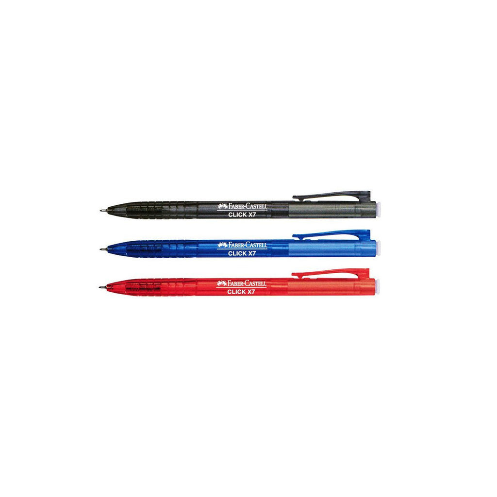 Faber Castell Click X7 | Retractable Ball Point Pen | 0.7mm | Black Red Blue