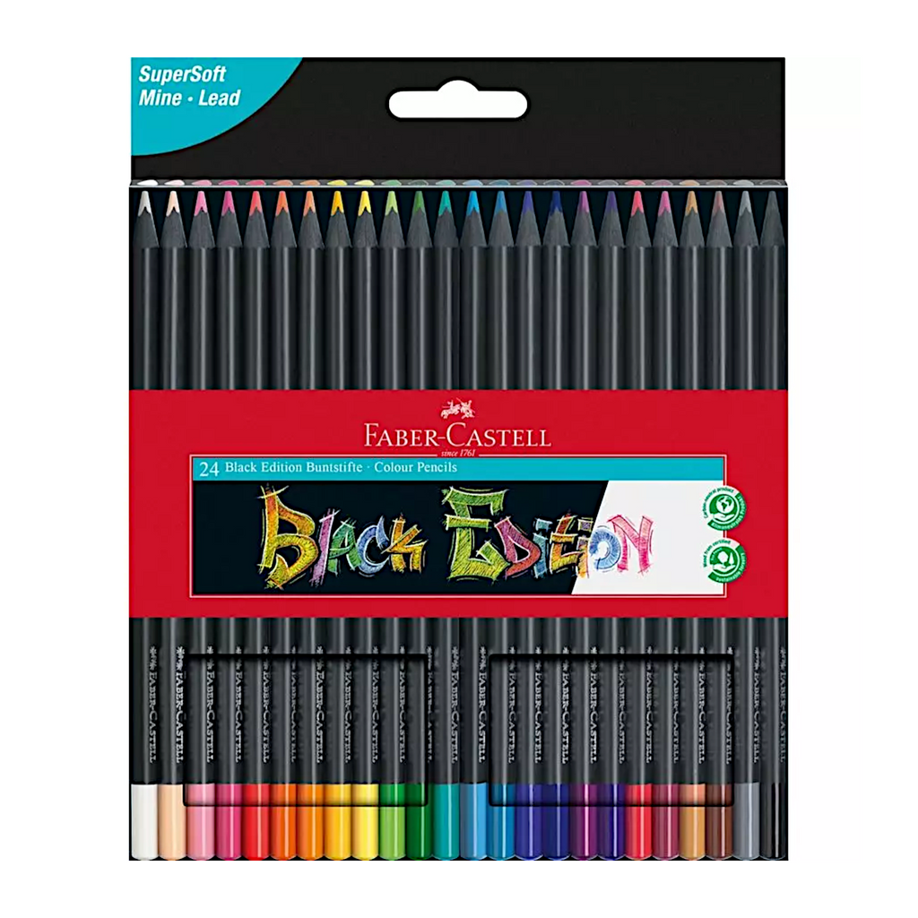 Faber Castell Black Edition Triangular Grip Colour Pencils - 24 Colours
