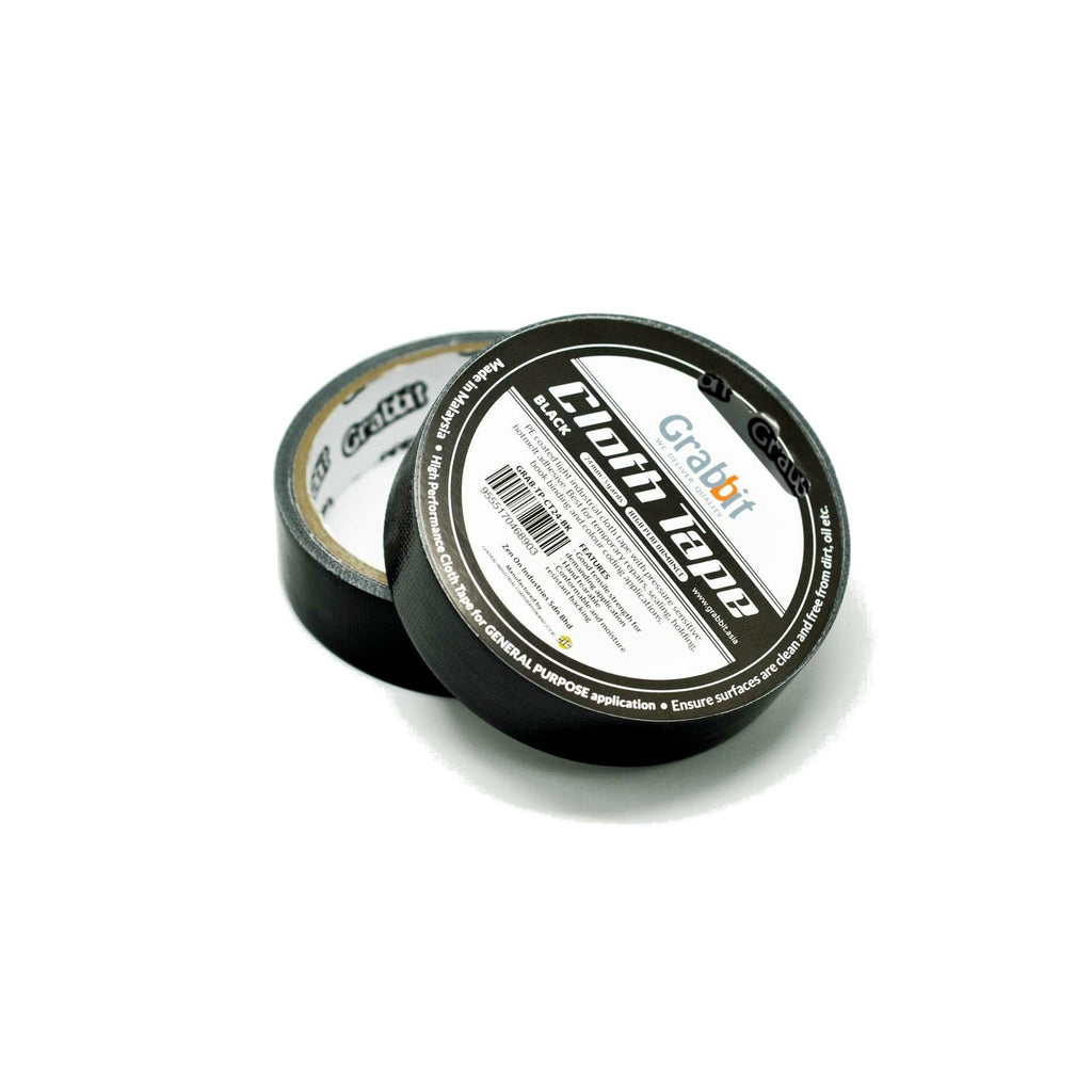 Grabbit Cloth Tape 24mm x 5yds | 2 Rolls | Black