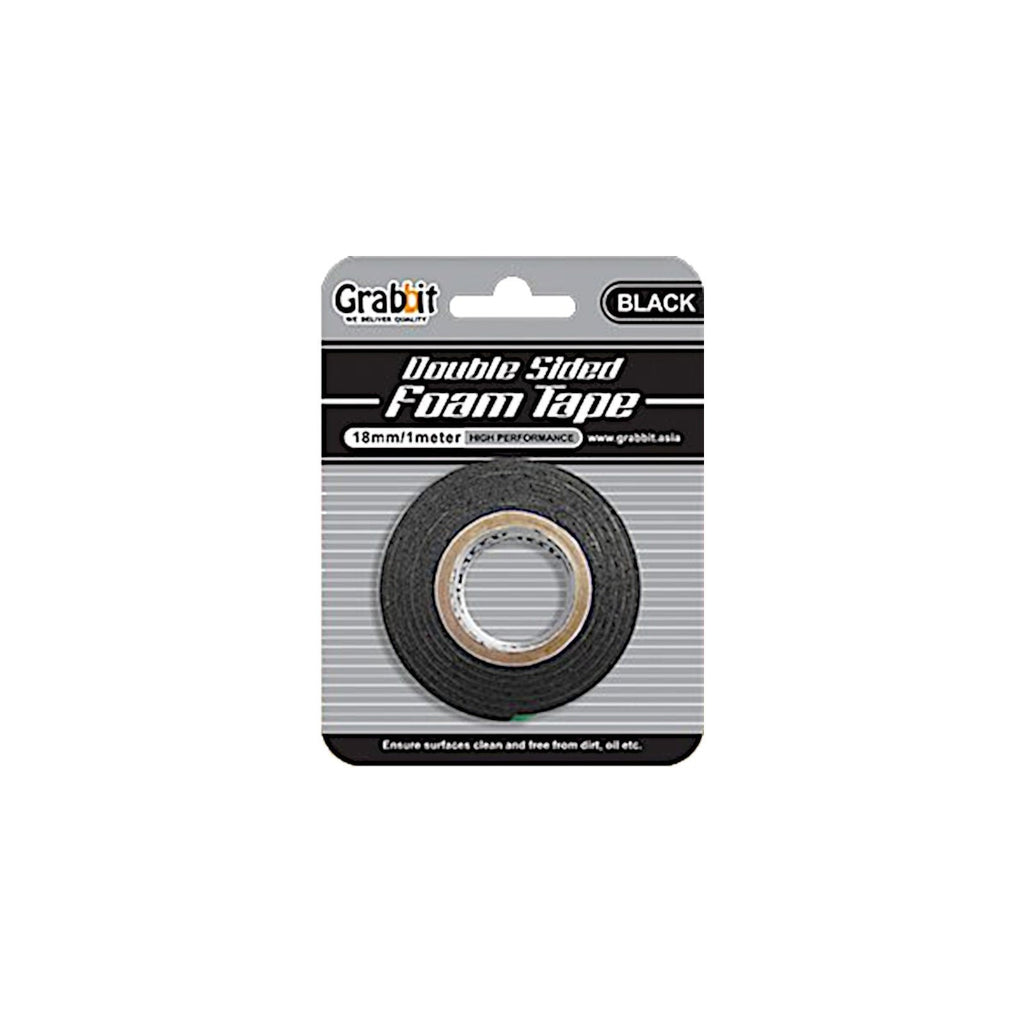 Grabbit Double Sided Foam Tape - 1 Roll | Black 18mmx1m