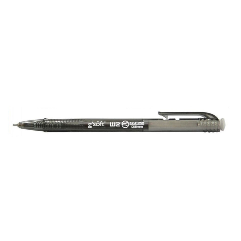 G'Soft W2 Retractable Ball Pen | 0.5mm - Black