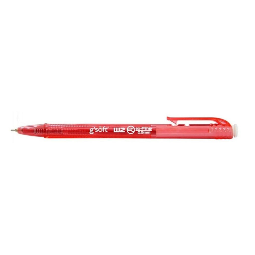 G'Soft W2 Retractable Ball Pen | 0.5mm - Red