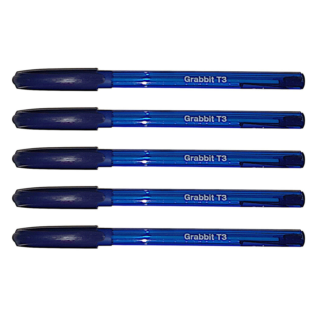 Grabbit Orion T3 Glider Ball Pen | 5 Pens/Pack - 5 Blue