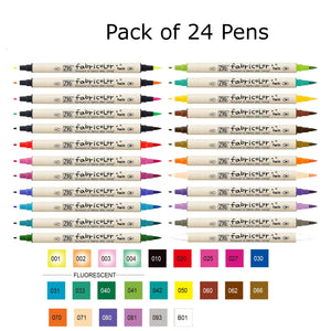 Zig Kuretake Fabricolor | Dual Tip - Pack of 24 Pens