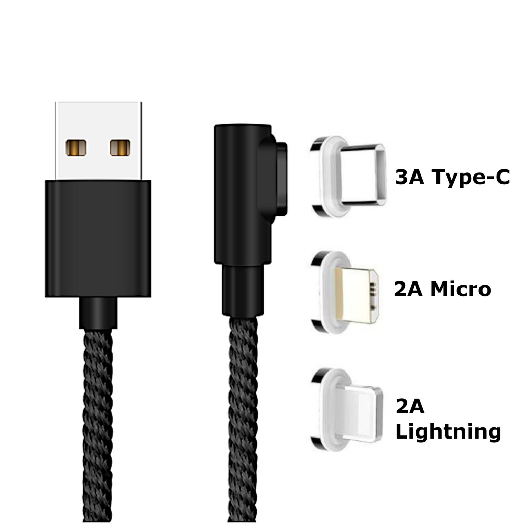 Fast Charging Magnetic Charging & Data Cable | L-Shape - Black