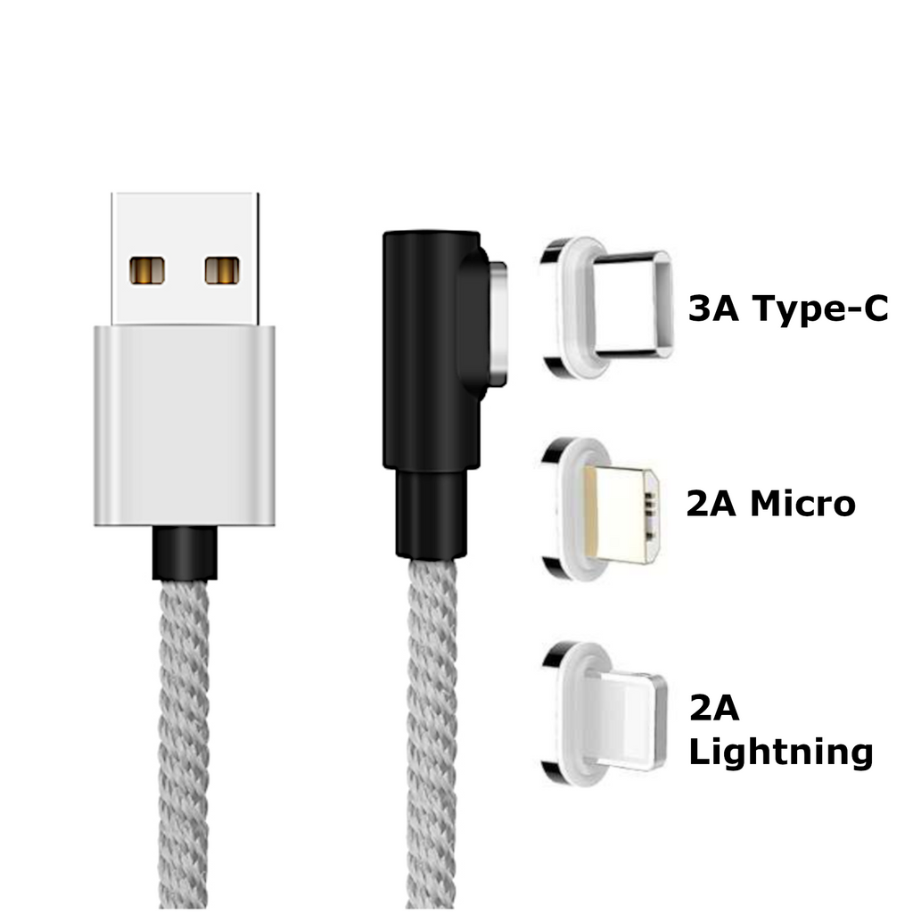 Fast Charging Magnetic Charging & Data Cable | L-Shape - Silver