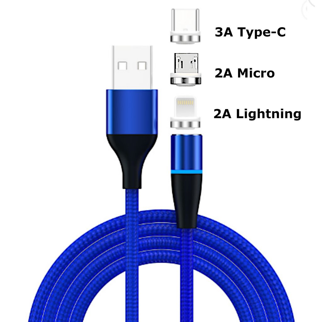 Fast Charging Magnetic Charging & Data Cable |  Round Shape - Blue