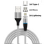 Fast Charging Magnetic Charging & Data Cable |  Round Shape - Silver