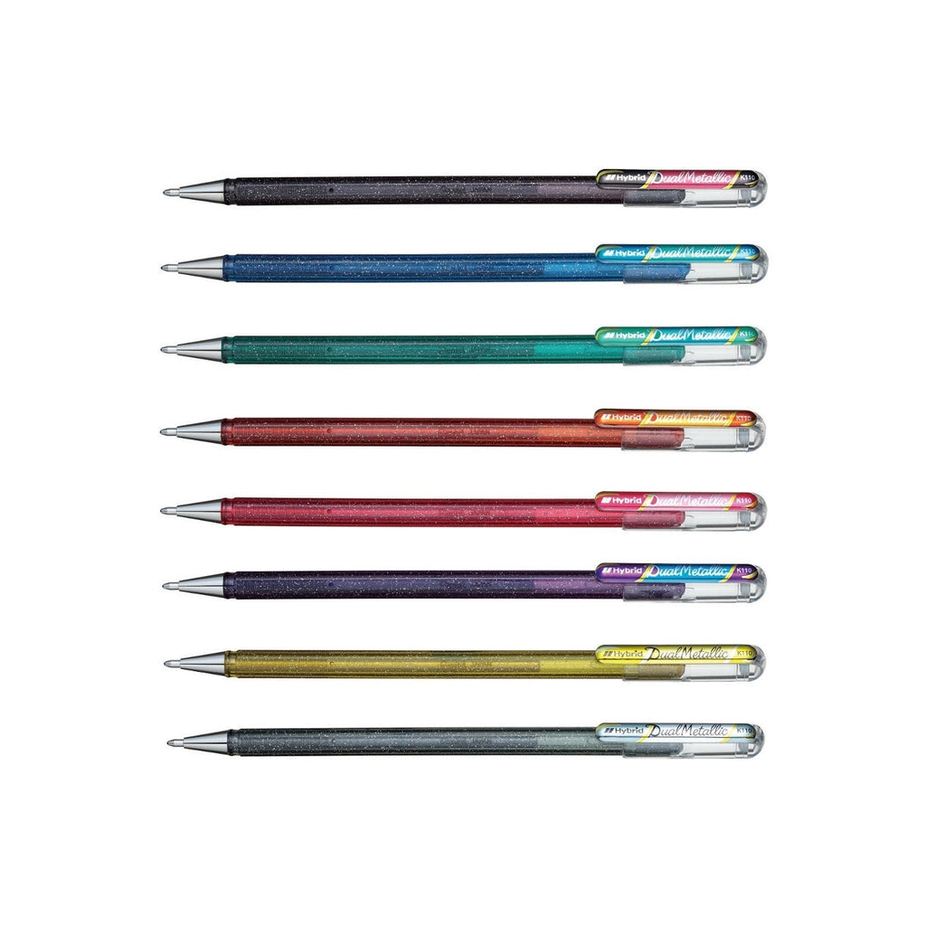 Pentel Hybrid Dual Metallic Gel Ink Roller | 8 Sparkling Color  Pens