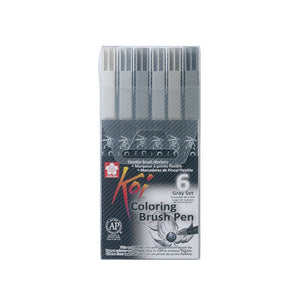 Sakura Koi Colouring Brush Pen | 6 Colour Gray Set