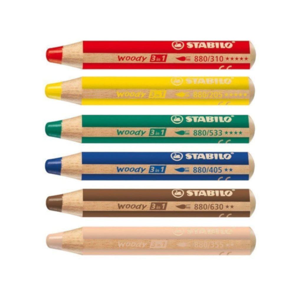 STABILO Woody 3 in 1 Pencils, 18-Color Set 