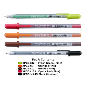 Sakura Gelly Roll Regular Colours | Pack of 5 Pens - Set A