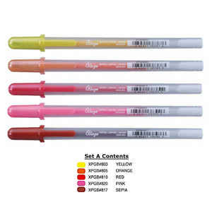 Sakura Gelly Roll | Glaze Colour Set | Pack of 5 Pens - Set A