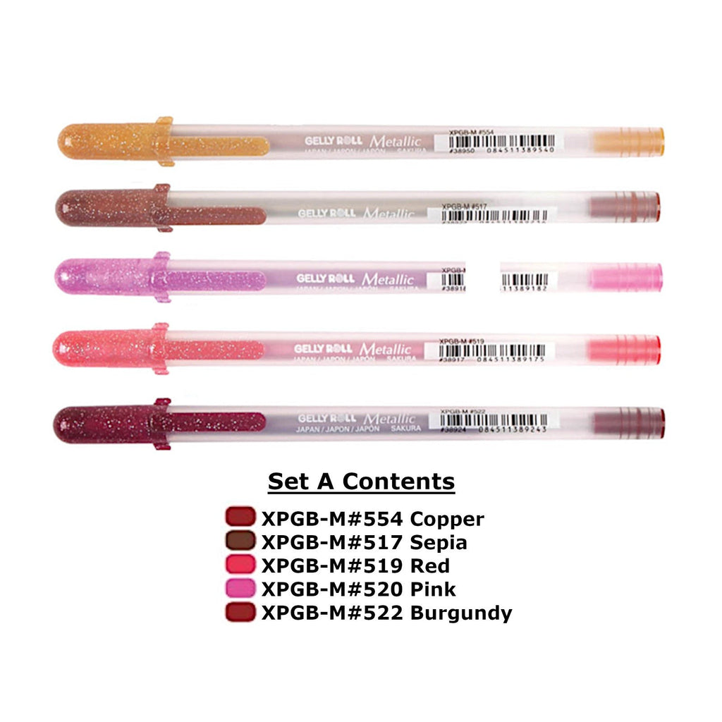 Sakura Gelly Roll | Metallic Colour Set | Pack of 5 Pens - Set A