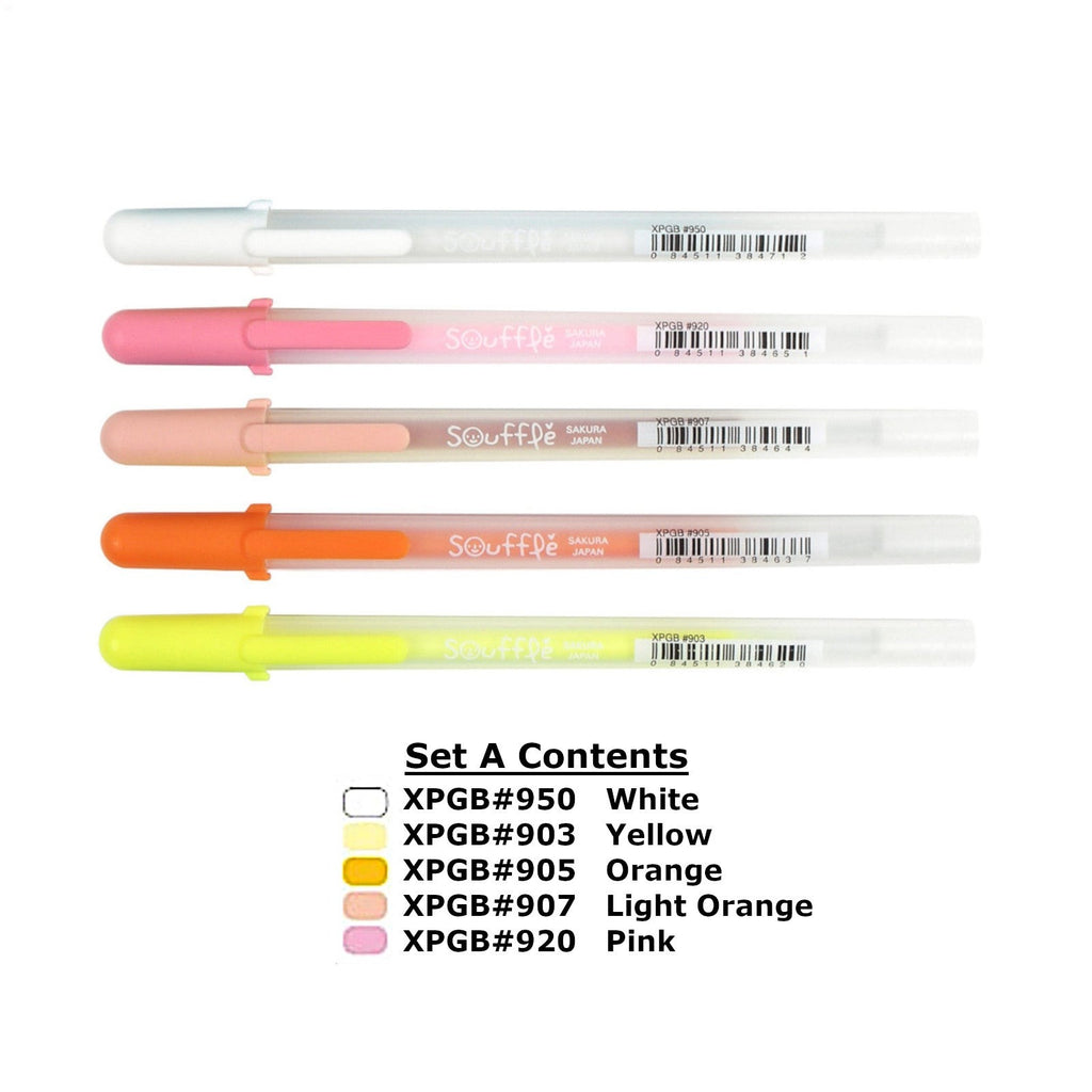 Sakura Gelly Roll | Souffle Colour Set | Pack of 5 Pens - Set A