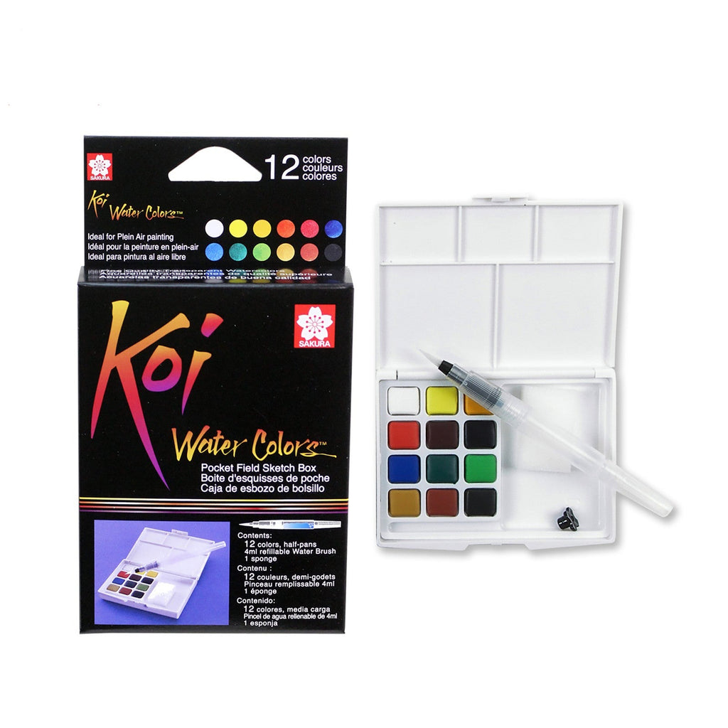 Sakura Koi Watercolour Pocket Field Sketch Box | 12 Colours