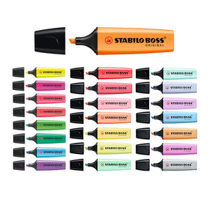 Stabilo Boss Original Fluorescent + Pastel Colour Highlighter - Pack of 23 Pens