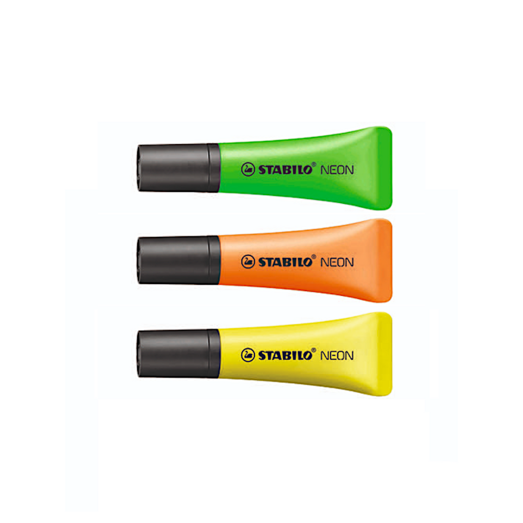 Stabilo Neon Highlighter | Green.Orange.Yellow