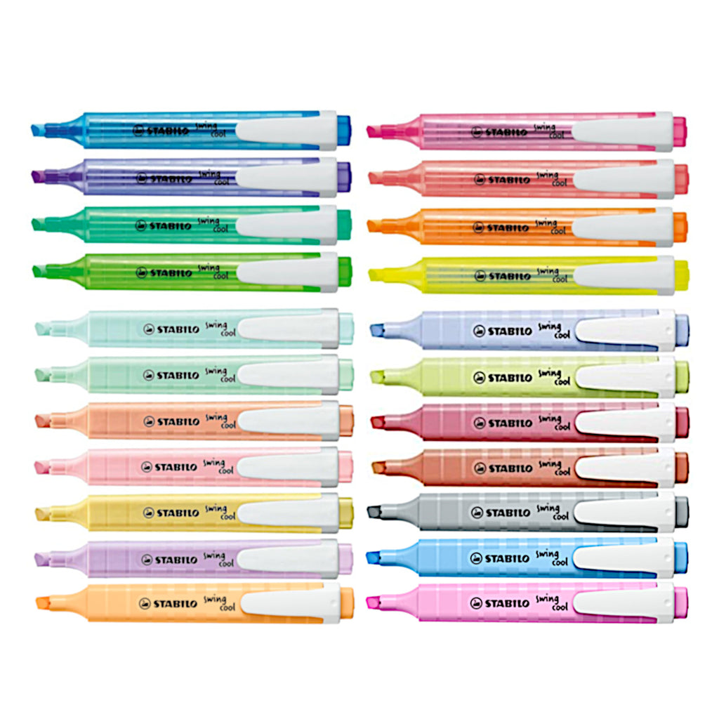 Stabilo Swing Cool Fluorescent Pastel Colour - Pack of 22 Highlighters – 1  Station Hub