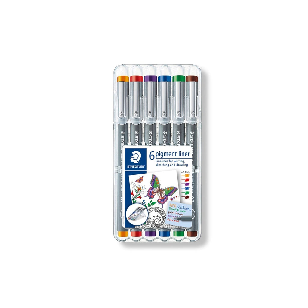 Staedtler Pigment Liner 6 Colour Fineliner | 0.3mm Pen Set