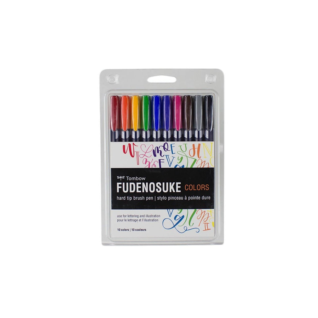 Tombow Fudenosuke Brush Pen | Hard Tip | Pack of 10 Pens