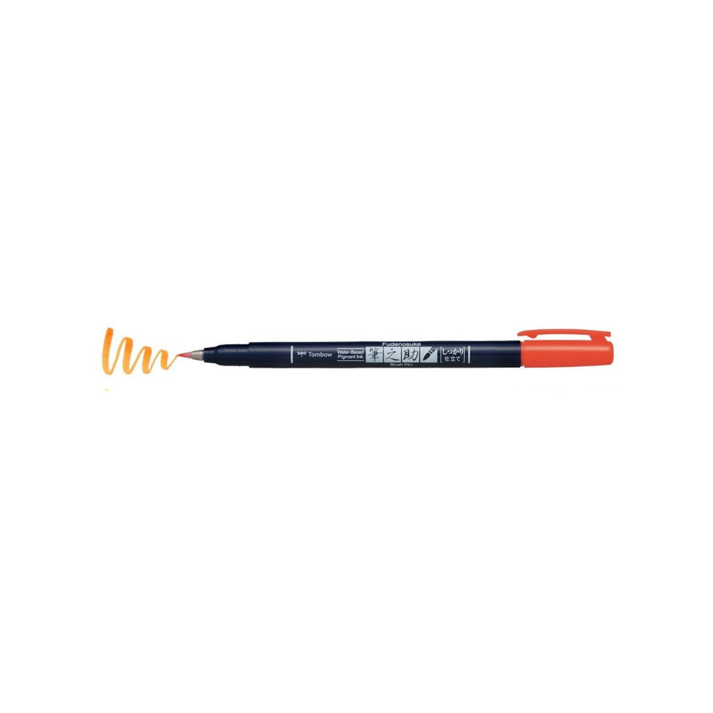 Tombow Fudenosuke Brush Pen - Hard Tip - Orange