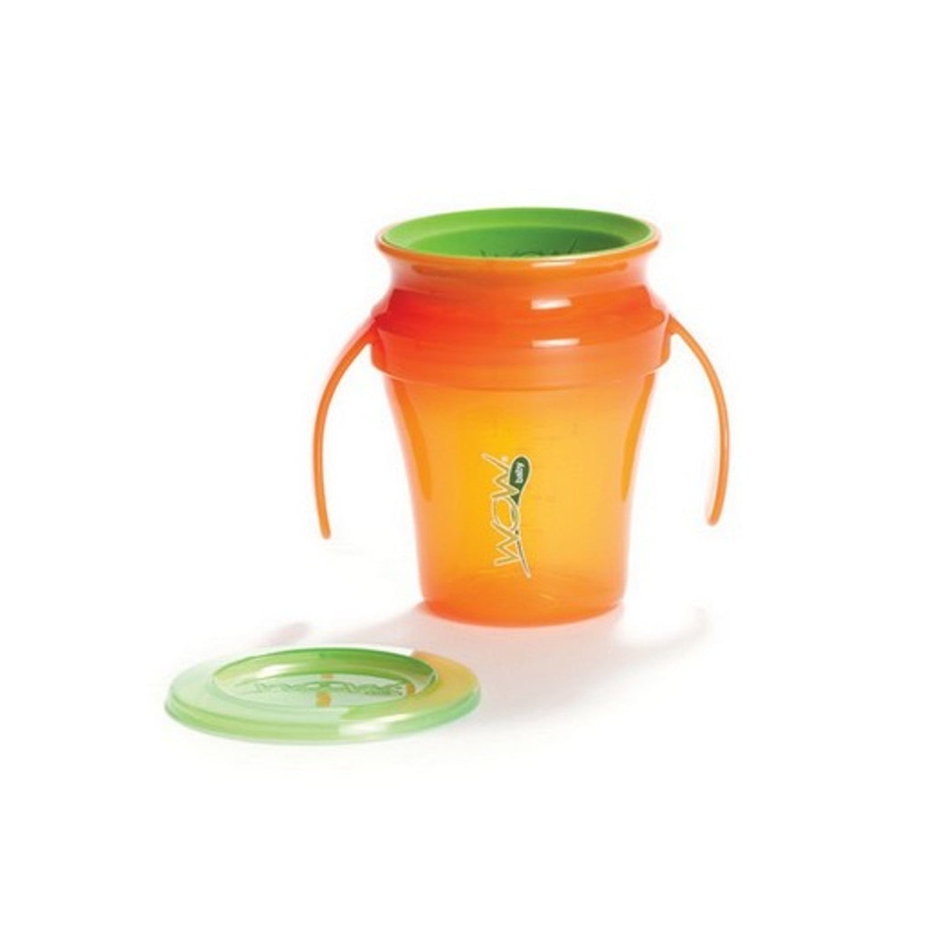 JUICY! WOW Baby Translucent Spill Free Training Cups - Orange/Green