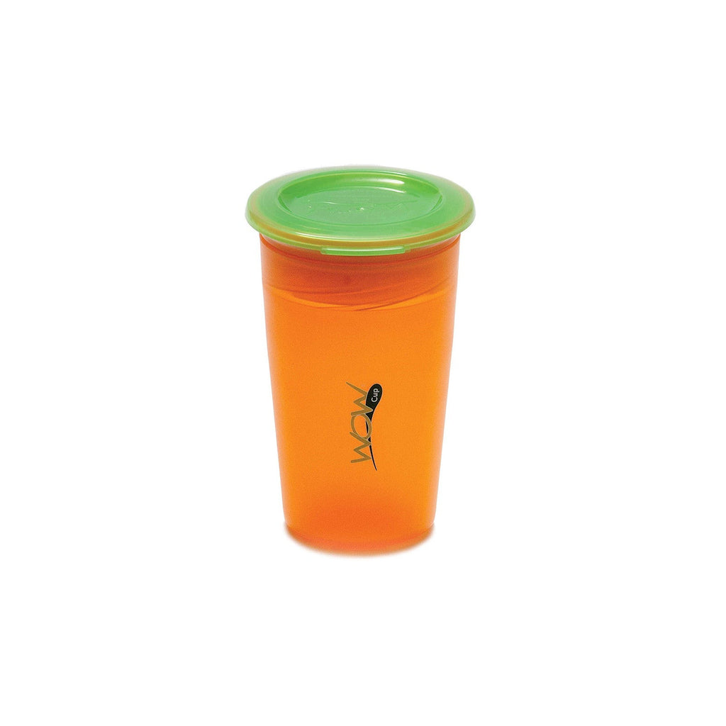 JUICY! WOW Cup for Kids Translucent Spill Free Tumblers - Orange/Green