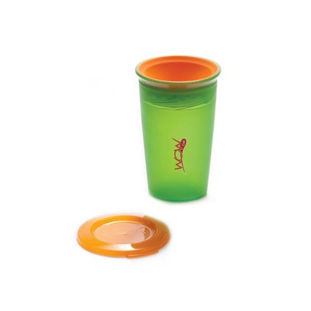 JUICY! WOW Cup for Kids Translucent Spill Free Tumblers - Green/Orange