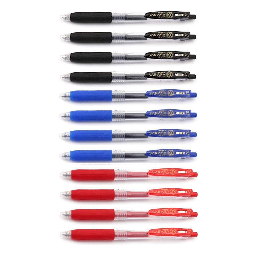 Zebra Sarasa Push Clip Retractable Gel Ink Pen 0.7mm - 12pens