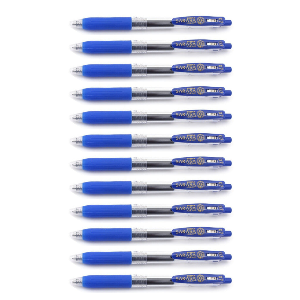 Zebra Sarasa Push Clip Retractable Gel Ink Pen 0.7mm - 12pens - Blue