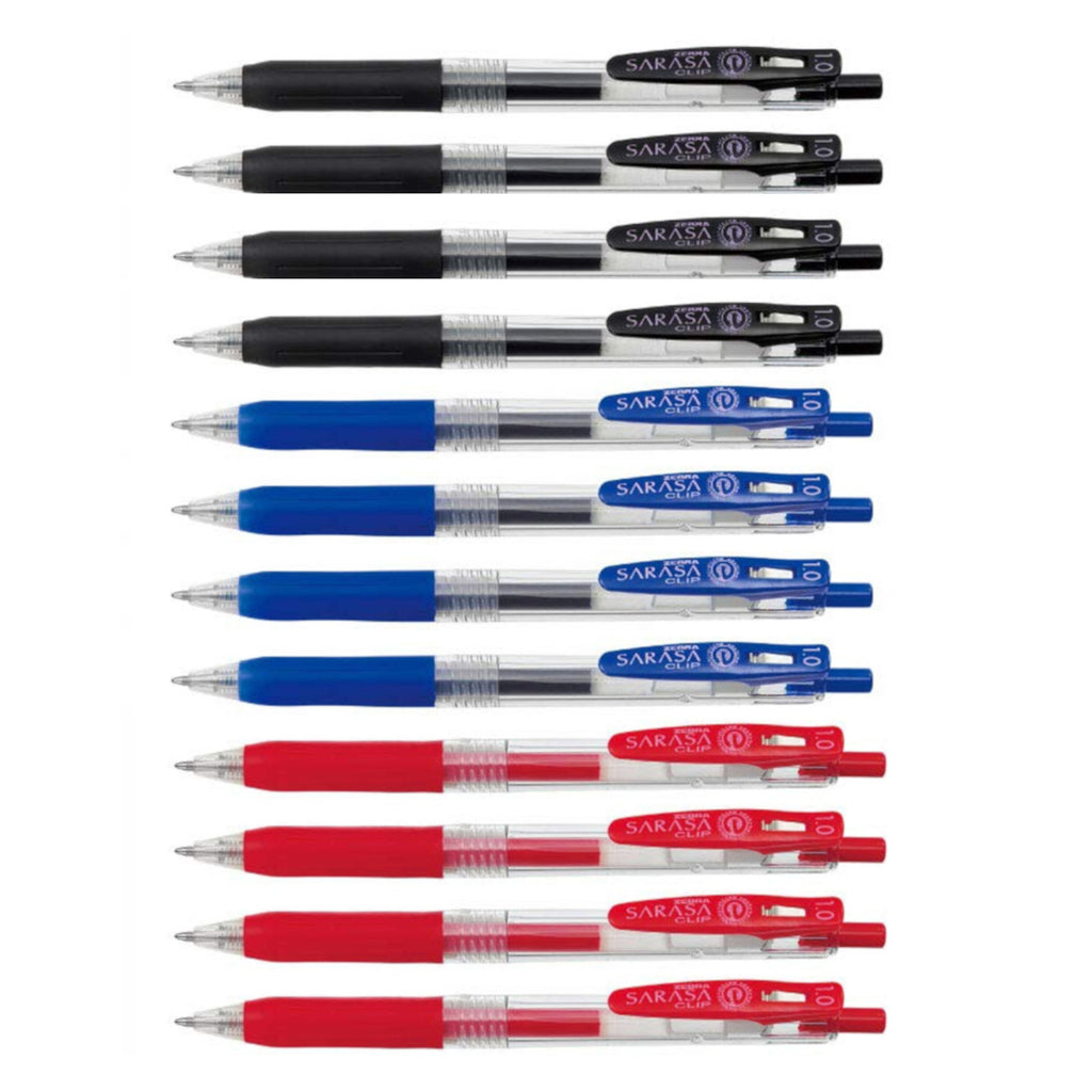 Zebra Sarasa Push Clip Retractable Gel Ink Pen 1.0mm - 12pens