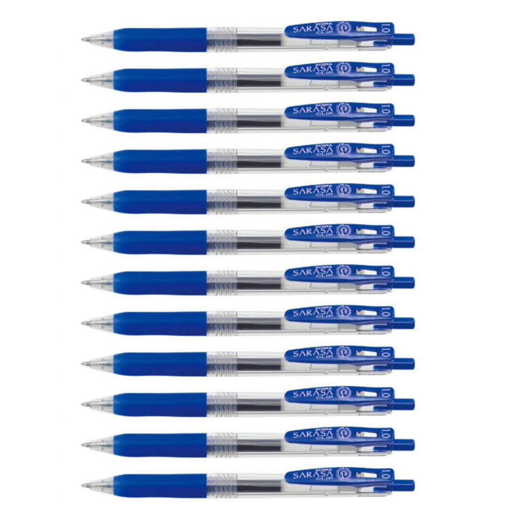 Zebra Sarasa Push Clip Retractable Gel Ink Pen 0.7mm - 12 pens - Blue